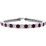 Garnet Bracelet: Garnet Jewelry: 9 1/2 Carat Garnet and Diamond Tennis Bracelet In 14 Karat White Gold, 7 Inches Image-1