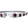 Garnet Bracelet: Garnet Jewelry: 9 1/2 Carat Garnet and Diamond Tennis Bracelet In 14 Karat White Gold, 7 Inches Image-3