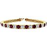 Garnet Bracelet: Garnet Jewelry: 9 1/2 Carat Garnet and Diamond Tennis Bracelet In 14 Karat Yellow Gold, 7 Inches Image-1