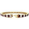 Garnet Bracelet: Garnet Jewelry: 9 1/2 Carat Garnet and Diamond Tennis Bracelet In 14 Karat Yellow Gold, 7 Inches Image-2