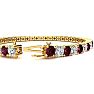 Garnet Bracelet: Garnet Jewelry: 9 1/2 Carat Garnet and Diamond Tennis Bracelet In 14 Karat Yellow Gold, 7 Inches Image-3