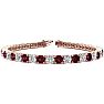 Garnet Bracelet: Garnet Jewelry: 11 Carat Garnet and Diamond Tennis Bracelet In 14 Karat Rose Gold, 8 Inches Image-1