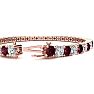 Garnet Bracelet: Garnet Jewelry: 11 Carat Garnet and Diamond Tennis Bracelet In 14 Karat Rose Gold, 8 Inches Image-3