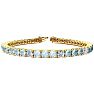 Aquamarine Bracelet: Aquamarine Jewelry: 7 3/4 Carat Aquamarine and Diamond Alternating Tennis Bracelet In 14 Karat Yellow Gold, 7 Inches Image-1