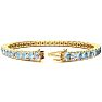Aquamarine Bracelet: Aquamarine Jewelry: 7 3/4 Carat Aquamarine and Diamond Alternating Tennis Bracelet In 14 Karat Yellow Gold, 7 Inches Image-2