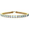 Aquamarine Bracelet: Aquamarine Jewelry: 8 1/3 Carat Aquamarine and Diamond Alternating Tennis Bracelet In 14 Karat Yellow Gold, 7 1/2 Inches Image-1