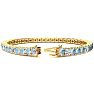 Aquamarine Bracelet: Aquamarine Jewelry: 10 Carat Aquamarine and Diamond Alternating Tennis Bracelet In 14 Karat Yellow Gold, 9 Inches Image-2