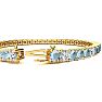 Aquamarine Bracelet: Aquamarine Jewelry: 10 Carat Aquamarine and Diamond Alternating Tennis Bracelet In 14 Karat Yellow Gold, 9 Inches Image-3
