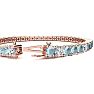 Aquamarine Bracelet: Aquamarine Jewelry: 9 1/2 Carat Aquamarine and Diamond Alternating Tennis Bracelet In 14 Karat Rose Gold, 8 1/2 Inches Image-3