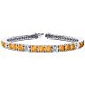 10 1/2 Carat Citrine and Diamond Alternating Tennis Bracelet In 14 Karat White Gold, 8 Inches Image-1