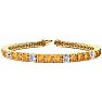 11 1/5 Carat Citrine and Diamond Alternating Tennis Bracelet In 14 Karat Yellow Gold, 8 1/2 Inches Image-1