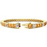 11 1/5 Carat Citrine and Diamond Alternating Tennis Bracelet In 14 Karat Yellow Gold, 8 1/2 Inches Image-2