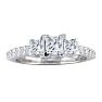 1ct Princess Cut Three Diamond Engagement Ring in 14k White Gold. H/I, SI2 Image-1