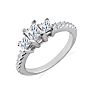 1ct Princess Cut Three Diamond Engagement Ring in 14k White Gold. H/I, SI2 Image-2