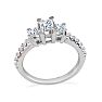 1ct Princess Cut Three Diamond Engagement Ring in 14k White Gold. H/I, SI2 Image-3