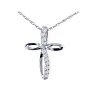 .12ct Cross Style Journey Diamond Pendant in 10k White Gold Image-1