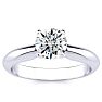 Round Engagement Rings, 1 Carat Round Diamond Solitaire Ring Crafted In 14K White Gold Image-1