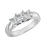 3/4ct Princess Three Diamond Ring in 14k White Gold, G/H, SI1 Image-2