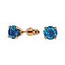 1/2 Carat Blue Diamond Stud Earrings In Yellow Gold Image-1