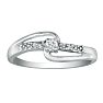 Beautiful Open Shank Diamond Promise Ring, 10k White Gold Image-1