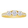 1 1/2ct Three Diamond Plus Engagement Ring, 14k Yellow Gold Image-1