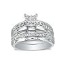 1/2ct Princess Shaped Head Diamond Bridal Set in 10k White Gold Image-1
