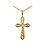 Filigree Diamond Cross Pendant in 10k Yellow Gold Image-1