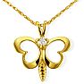 Cute Diamond Butterfly Pendant in 10k Yellow Gold Image-1