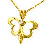 Cute Diamond Butterfly Pendant in 10k Yellow Gold Image-3