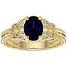 1 3/4 Carat Oval Shape Sapphire and Diamond Ring In 10 Karat Yellow Gold Image-1