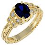 1 3/4 Carat Oval Shape Sapphire and Diamond Ring In 10 Karat Yellow Gold Image-2