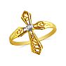 Diamond Cross Ring in Yellow Gold Image-2