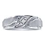 Men's Promise Ring with Three Diamonds in 10k White Gold Image-1