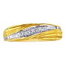 Men's Promise Ring with Five Diamonds in 10k Yellow Gold Image-1