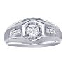 Mens Promise Ring with 7 Diamonds in 10k White Gold Image-1