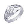 Mens Promise Ring with 7 Diamonds in 10k White Gold Image-2