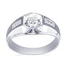 Mens Promise Ring with 7 Diamonds in 10k White Gold Image-3