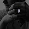 Mens Promise Ring with 7 Diamonds in 10k White Gold Image-4
