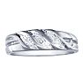 Men's Promise Rings: Men's Flowing Diamond Band in 10k White Gold | Mens Diamond Rings Image-1