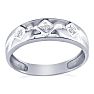 Mens Diamond Bands: Mens Modern Diamond Band in 10k White Gold Image-3