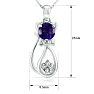 1 Carat Amethyst and Diamond Cat Necklace In 10K White Gold, 18 Inches Image-4