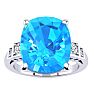 Cushion Cut 4ct Blue Topaz and Diamond Ring in 14K White Gold Image-1