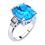 Cushion Cut 4ct Blue Topaz and Diamond Ring in 14K White Gold Image-2
