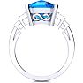 Cushion Cut 4ct Blue Topaz and Diamond Ring in 14K White Gold Image-4