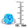 Cushion Cut 4ct Blue Topaz and Diamond Ring in 14K White Gold Image-5