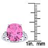 Pink Gemstones 4 Carat Cushion Cut Pink Topaz and Diamond Ring In 14K White Gold Image-5
