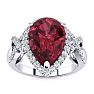 Garnet Ring: Garnet Jewelry: 3ct Garnet and Diamond Ring With X Shank Accents, 14k White Gold Image-1
