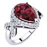 Garnet Ring: Garnet Jewelry: 3ct Garnet and Diamond Ring With X Shank Accents, 14k White Gold Image-2