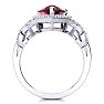 Garnet Ring: Garnet Jewelry: 3ct Garnet and Diamond Ring With X Shank Accents, 14k White Gold Image-3