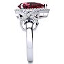 Garnet Ring: Garnet Jewelry: 3ct Garnet and Diamond Ring With X Shank Accents, 14k White Gold Image-4